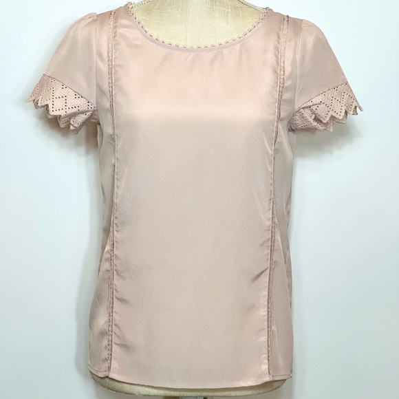 Lauren Conrad Runway Collection Blush Blouse With Lace Accents - Picture 2 of 5